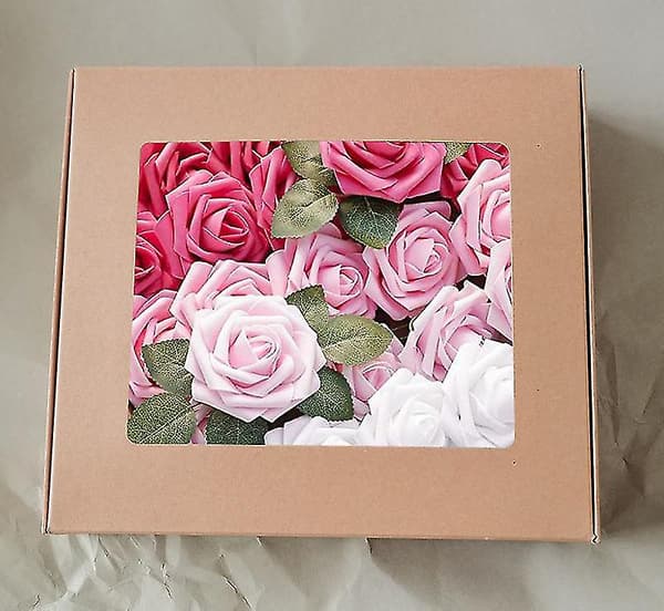 Kunstige blomster, 25 stk. kunstige roser i gradientfarger Red