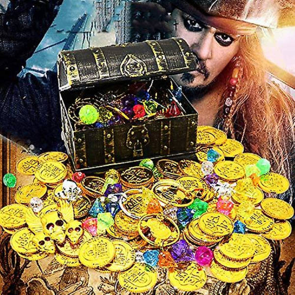 Barnekiste i piratskatt i antikkfarge for festutstyr rekvisitter dekorasjonsskattekiste A