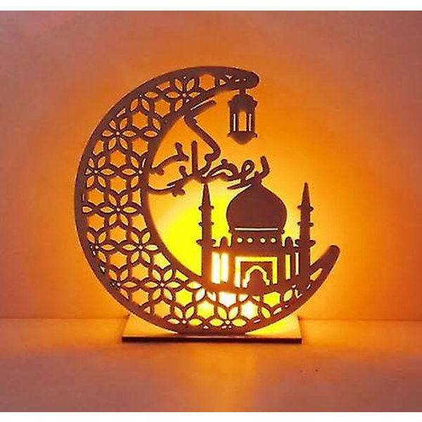 Ramadan Diy Trä Måne Led Ljus COLOR4