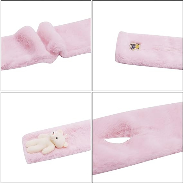 Varm plyschhalsduk för flickor pojkar vinterhalsvärmare söt katt tjock mjuk halsduk sjal rosa