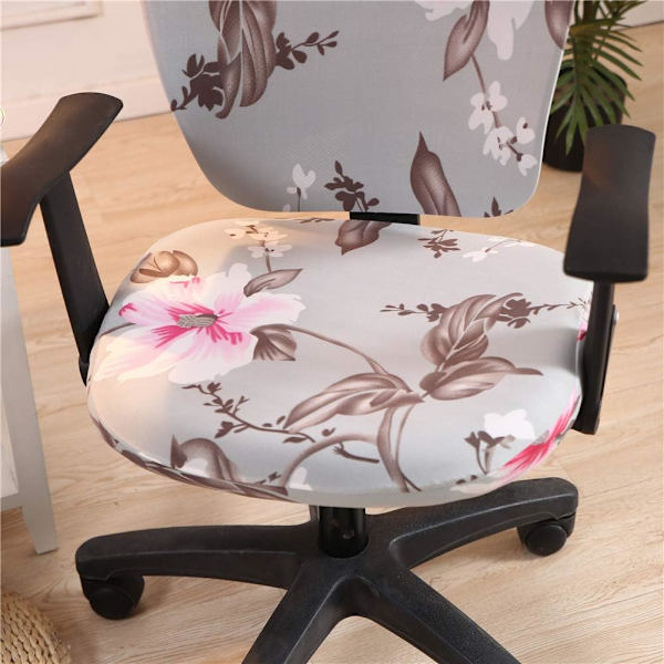 Kontorstoltrekk for datamaskin - Split beskyttende stretchstoff polyester universal skrivebordsstoltrekk stretch svingstoltrekk, gråblå
