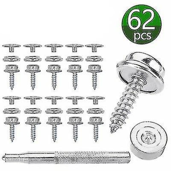62 stk / 152 stk Marine Grade Canvas Båtdeksel Trykknapp Feste Kit 62Pcs