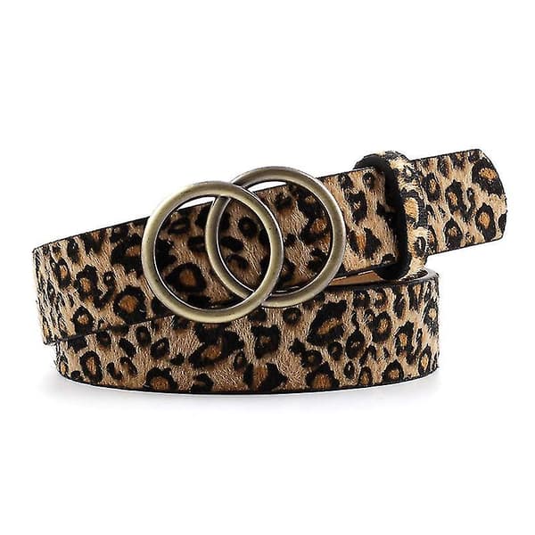 Rund spänne bälte kvinnor casual bälte kvinnor jeans bälte mode klänning bälte Leopard print