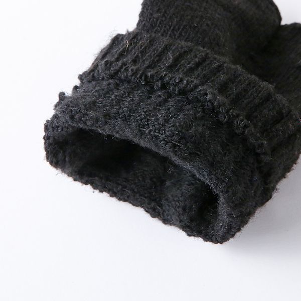 2 par nya rena svarta stickade ullhalvvantar varma handskar för höst och vinter herrars fingerlösa halvklippta arbetsskrivhandskar dam