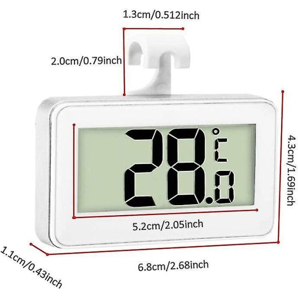 3x køleskabs termometer digitalt termometer fryser termometer køleskab rum vandtæt fryser termometer med lcd display med krog til temperatu