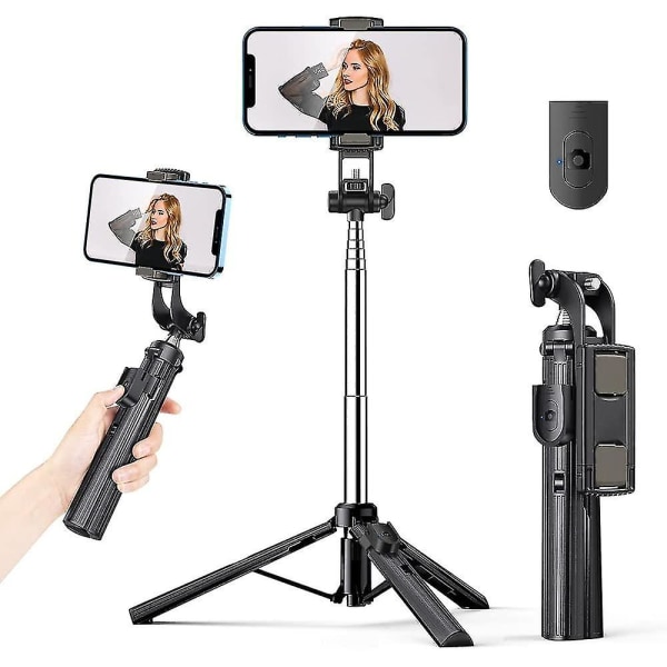 Selfie Stick-stativ med Bluetooth fjärrkontroll. 3 i 1 trådlös 360 rotationsselfie