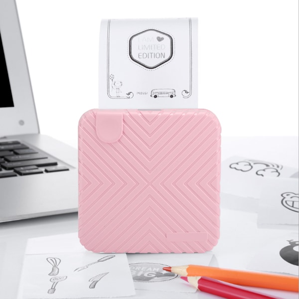 203DPI Valokuva ABS PC 58mm Bluetooth Tulostus Manuaalinen Repäisy Kannettava Lämpötulostin (Pinkki)