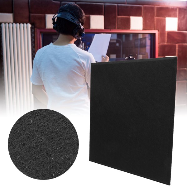 6 stk lydabsorberende plate akustisk polyesterfiber lydtette brannsikre lyddemperpaneler (svart) Black
