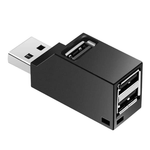 3-i-1 USB2.0 Splitter Hub ABS Mini Direkt Plug-In Extender Datortillbehör (Svart 2.0)