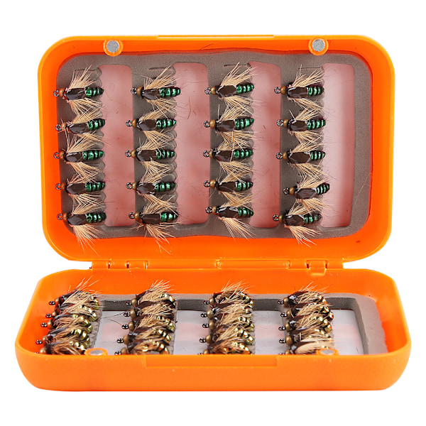40st verklighetstrogna flugfiske flugor öring flugor lockar krokar flugfiske kit box guld&grön