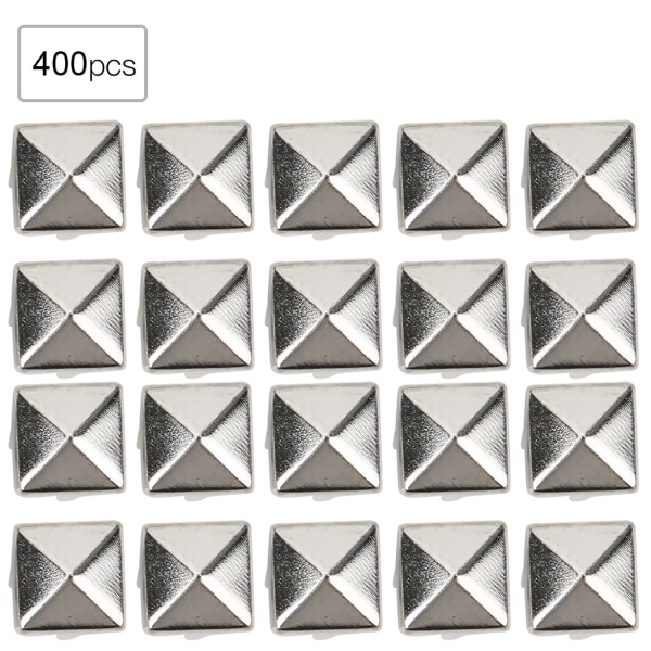 6 mm hopean neliön piikkinastat - 400 sarjaa - DIY nahkaiset niitit laukkuihin, kenkiin ja vyöihin
