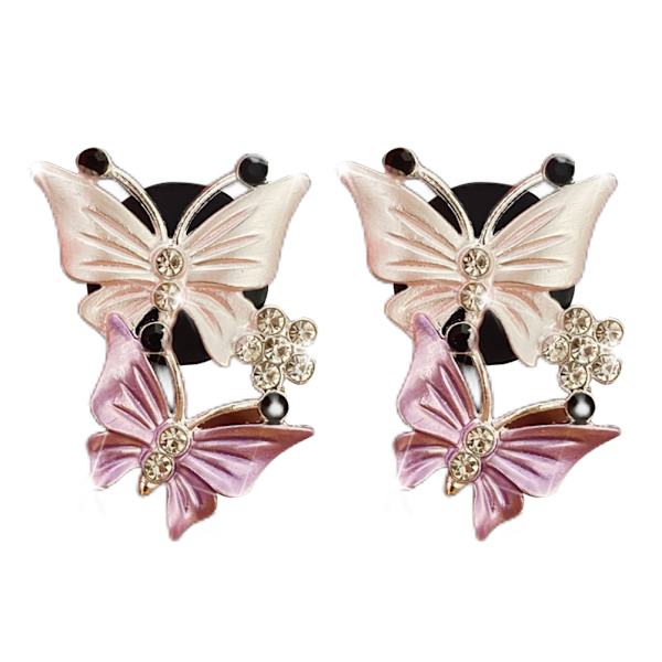 2 st Butterfly Bil Luftventilklämma Bil Doft Bildiffusor Luftfräschare Rhinestone Bil Bling Tillbehör