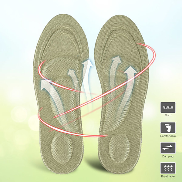 Ortotiska innersula Flat Feet Arch Support Memory Foam Insole Shoe Pad Comfort Gold för kvinnor