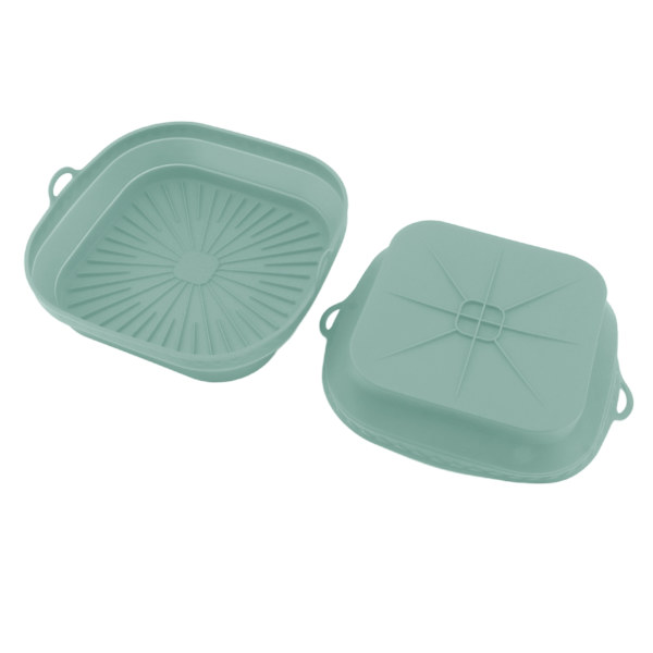 2 stk gjenbrukbare silikon frityrkurv sammenleggbar firkantet silikon frityrkurv for baking kaker brød kjøtt grønn