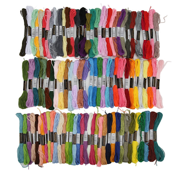 100 stk. Broderitråd, glansfull, god følelse, 8 meter per hespe, lyse rike farger, bred anvendelse, broderigarn
