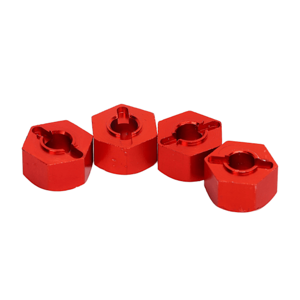 Hex-navan pyörän sovittimet 4 nastalla ja 4 mutterilla, CNC-koneistettu alumiininen pyörän kuusiokoloavaimen sovitin TRAXXAS SLASH 1/10 RC-autoille, punainen