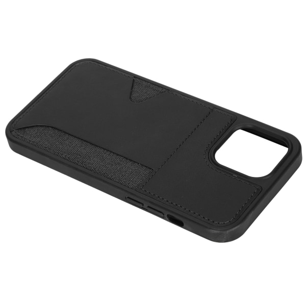 Case PU PC Ultra Slim Stötsäkert phone case med sidoplånbok för IPhone 12 Pro MaxBlack