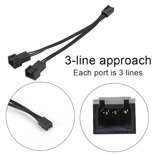 5 stk. 3-pin 1 til 2 forlængerkabel splitter CPU kabinet blæser sleeve adapter strømkabel