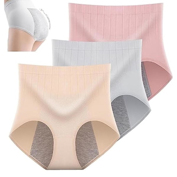 Leak-proof High Waist Push-Up Panties for Daily Trips and Sports XL Skin