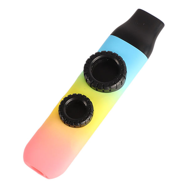 Kazoo Plastic professionelt justerbart tonemusikinstrument med 10 stk fløjtemembraner til ukulele violin højglans tri-farve gradient