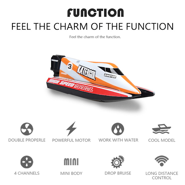 RC 2,4 GHz fjärrkontroll 4-kanals minibåtracing motorbåtsmodell Fartygsfordon (orange)