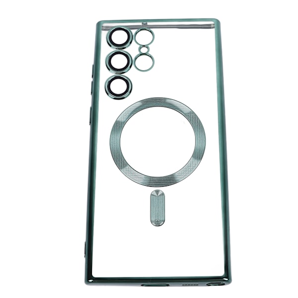 Magnetisk Telefon Cover i Silikon med Præcise Udskæringer Tynd Anti-Fald Transparent Grøn Telefon Cover til S22ultra S23ultra