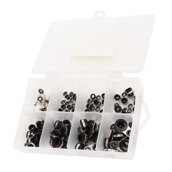 80 st. Fiskeguide Ring Set Rostfritt Stål Keramik 8 Olika Storlekar Guide Rings för Alla Fiske Spön
