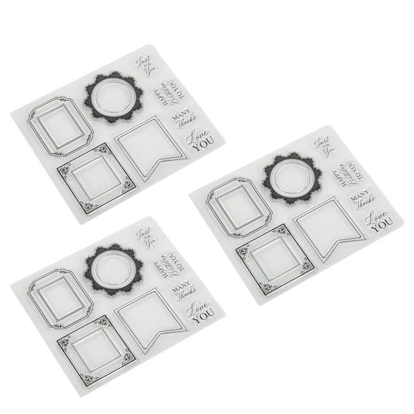 3 stk. Klare Stempler TPR Materiale Transparent Utseende DIY Laging Holdbar Gjenbrukbar Preging Kortlaging Verktøy