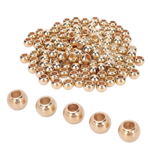 200 st Resin Pärlor Bred Användning Glansig Yta Robust Hållbar Livfull Färg Hantverkspärlor för Smycken Kläder Väska 12mm Guld