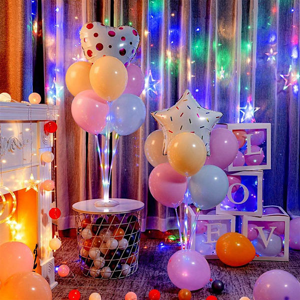 Ballongstativ Kit Färg LED Ljus Plast Ballongstativ Fäste Ballongpinnar Stativ för Födelsedagsfest Bröllopsdekoration