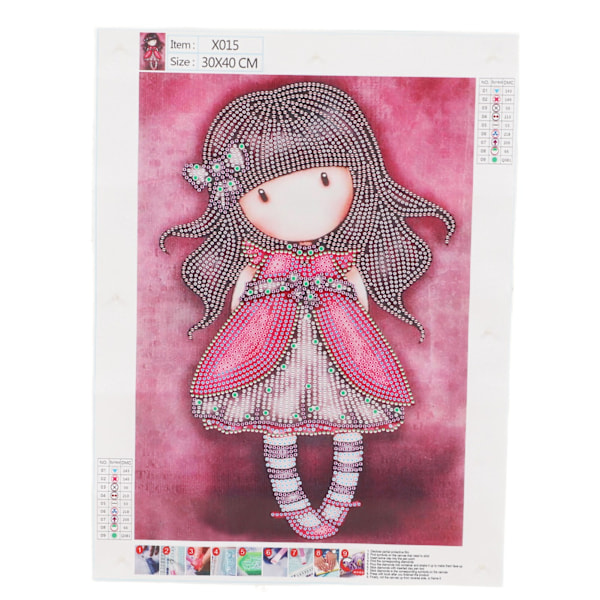 Strassimaalaussarja Pieni tyttö -kuvio Kiiltävä Hieno Yksinkertainen käyttö DIY 5D Maalaustaide 30x40cm