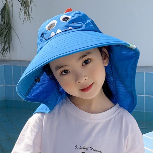 Solhatt för barn Pojke Flicka Solskyddshatt med nackklaff Sommar utomhus andas strandhattar med bred brätte