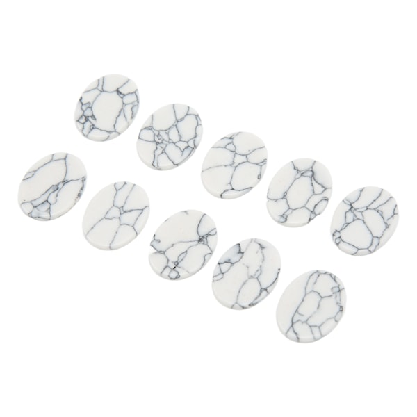 10 stk. flade turkissten ovale blanke DIY smykkesten flad turkis til øreringe armbånd vedhæng hvid 10x14mm (BxL)