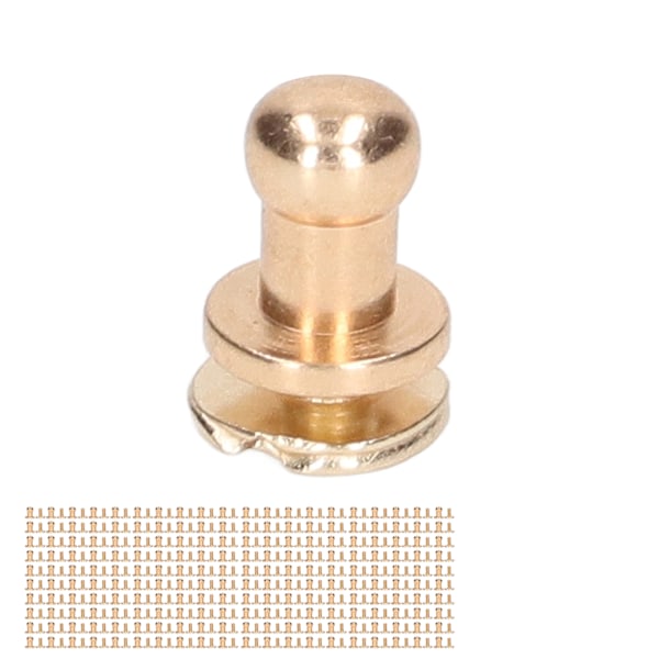 200 Set Chicago Skruvar Rundhuvud Nitar 7x5mm DIY Hantverk Ren Koppar Rundhuvud Nitar Lädernitar för Handväska Guld