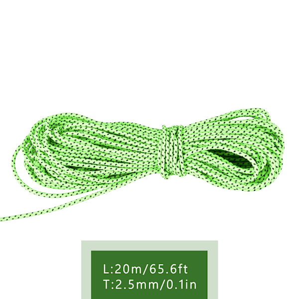 20m Utomhus Camping Tält Markis Reflekterande Guyline Rope Guy Line Cord Paracord