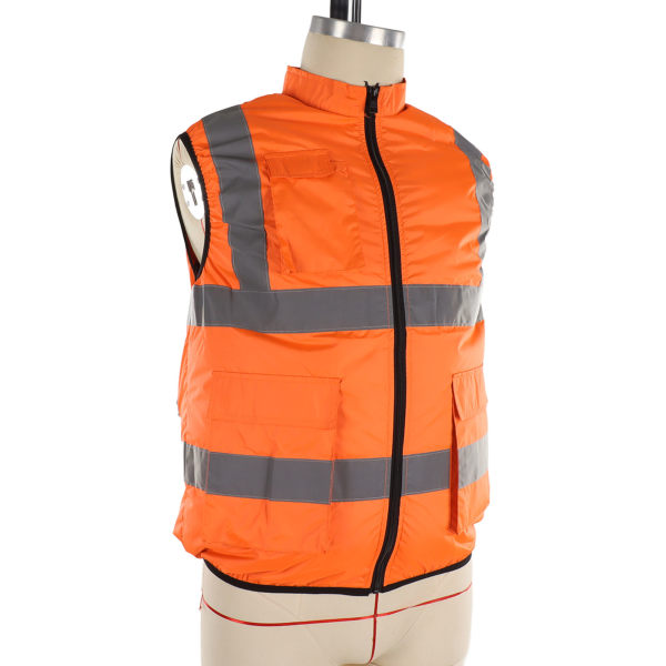 Cool Vest Sommar Kylande Fläkt Väst Luftkonditionerad Reflekterande Stripe Laddningsbar Arbetskläder 5V Fluorescerande Orange XL