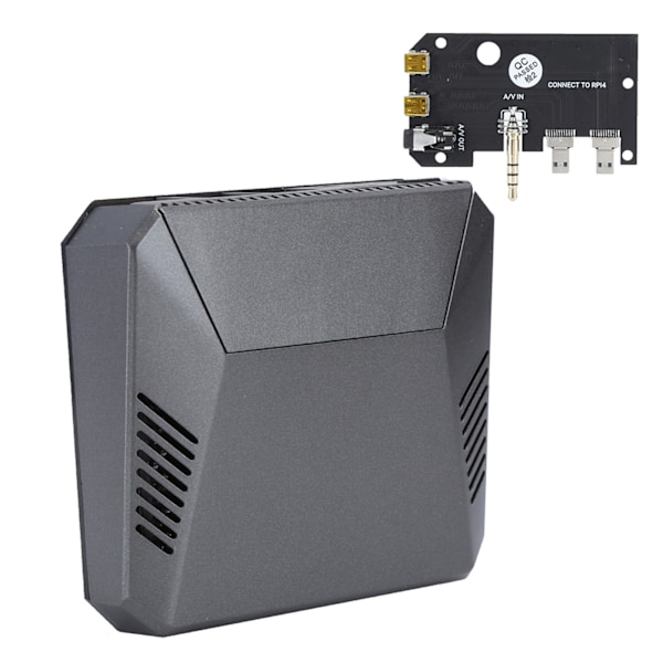 Fodral för Raspberry Pi 4B Mini Dator Aluminiumlegering Skal Inbyggd Fläkt Datortillbehör