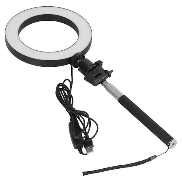 LED Selfie Fill Light Bærbar LED Ring Lampe 3 Tilstand Justerbar med Stativ til Makeup Video Live USB Strømdrevet