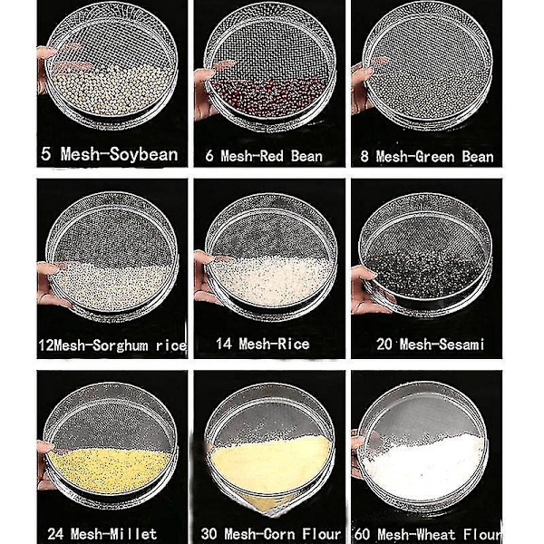 Rundt 304 rustfritt stål Lab Silsett - 2-500m Åpning Siler Shakers for Mel Filtrering 15cm Diameter 35 Mesh 0.5mm