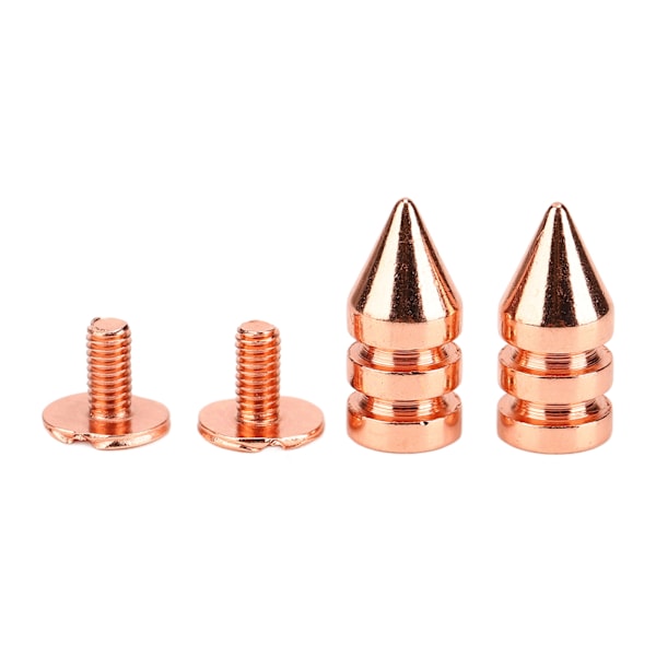 100 Set Spetsiga Konformade Nitar Hög Hårdhet Metallplätering Roséguld Skruv Nitar Spikar Kit för DIY Kläder Skor 7x15mm