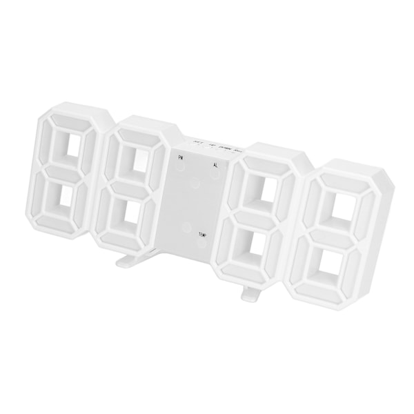 3D LED Digital Klocka Intelligent Röststyrning Tid Datum Temperaturvisning Automatisk Ljusstyrkejustering Klocka Vit Skal Gröna Bokstäver