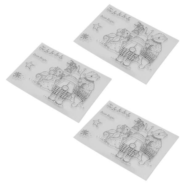3 stk. Gjennomsiktig Stempel Sikker Gjenbrukbar TPR Dyretema Enkel å Bruke Bred Anvendelse Klart Stempel for Album Kort Konvolutt