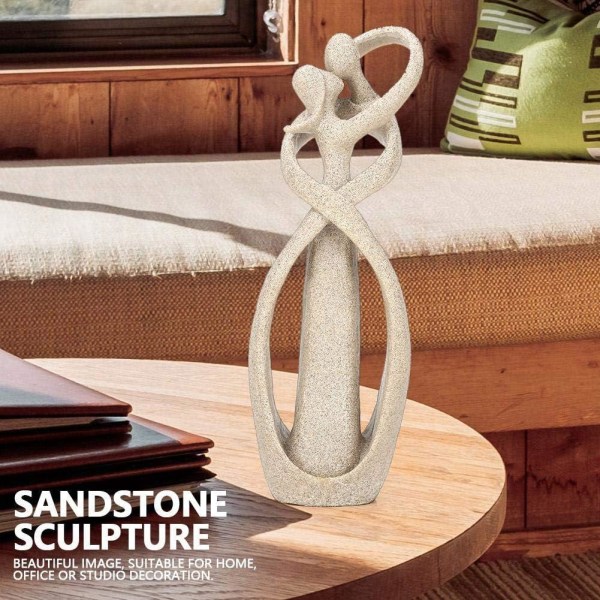 Sandsteinsstatue, håndlaget sandstein som omfavner elskere Parstatue Abstrakt Skulptur Statue Kunst Håndverksdekorasjon