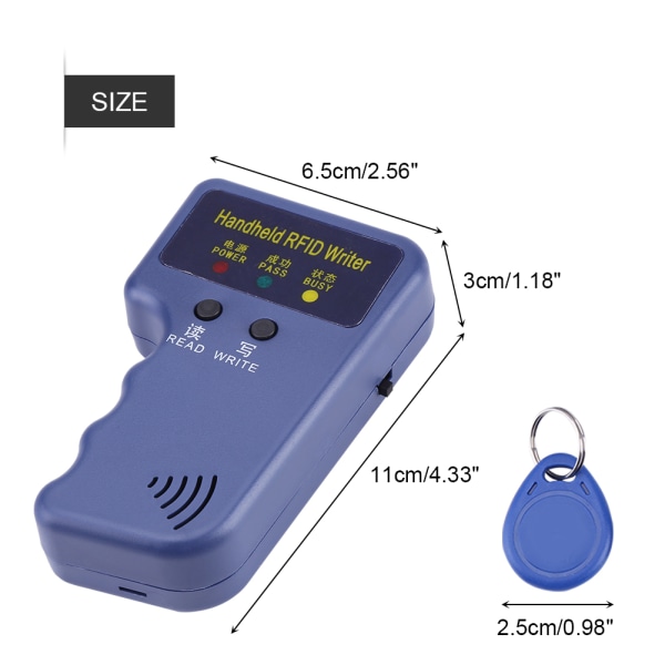 125KHz handhållen RFID-skrivare/kopiator/läsare/duplikator med 10st ID-taggar