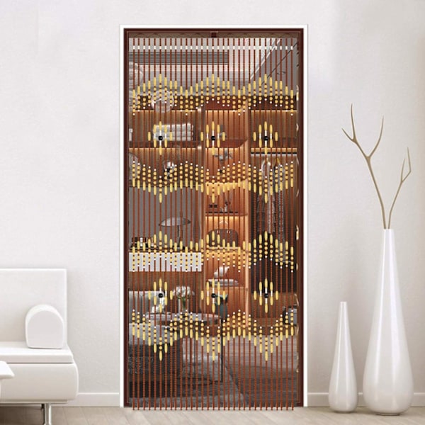 Perleforheng i tre til dører, stue dører, retro stil romdeler, skap partisjoner, håndlagde forheng, 31 tråder, 90 x 175 cm