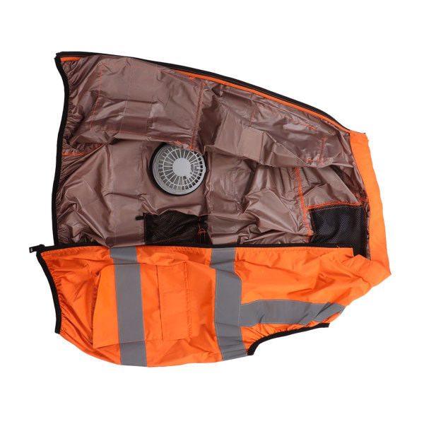 Kjølig vest sommer kjølevifte vest air condition refleks stripe oppladbar arbeidsklær 5V fluorescerende oransje XXXL