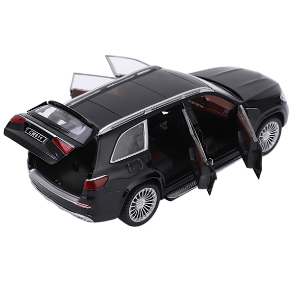 1/24 Modelbiler Legering Diecast SUV-model Køretøjslegetøj med Lyd og Lys til Børns Legetøjsamling Sort