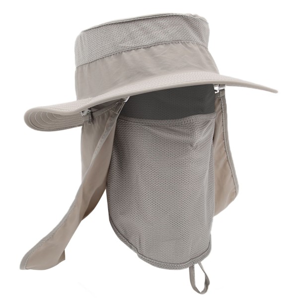 Fiskehat Nylon åndbar solhat med nakkeflap til mænd og kvinder lys grå