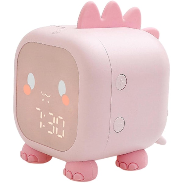 Väckarklocka för barn Digital dinosaurieväckare med snoozeläge, nattlampor i sovrummet, Digital Clock Sleep Trainer för barn (rosa)