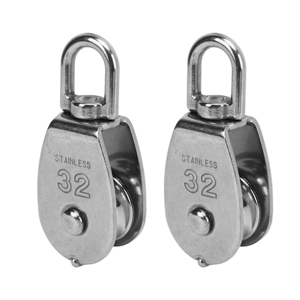 2-pack Roterande Block med Hjul i 304 Rostfritt Stål, Enkelt Rep, Arbetsbesparande för Hemmafitness